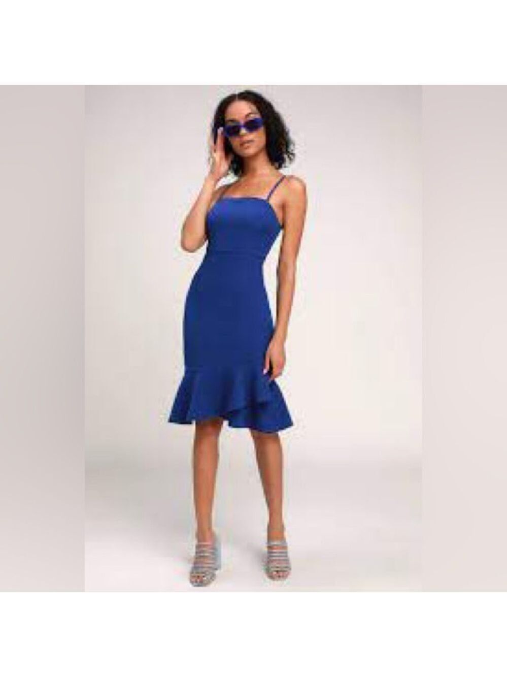 Lulu's Irresistible Ways Cobalt Blue Ruffled Midi Dress